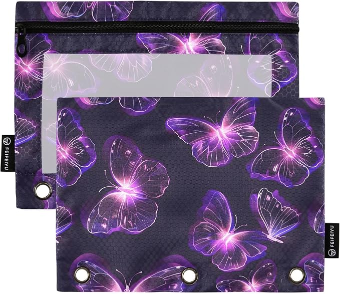 Butterflies Purple Neon Pencil Pouch by BOENLE-WELCOMEYOURCOMING