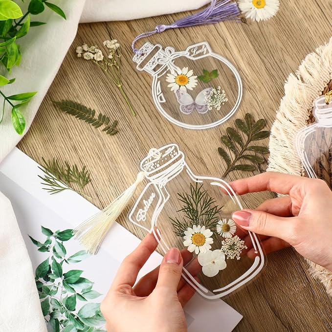TaoBary 91 Pcs DIY Handmade Transparent Dried Flower Bookmark Set Include - Image 6