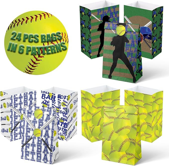 24 Softball Party Favor Bags - Image 4