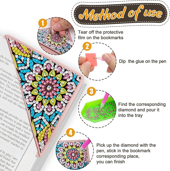 WIVICO 4 pcs Diamond Painting Bookmarks, DIY Diamond Art Kits - Image 6