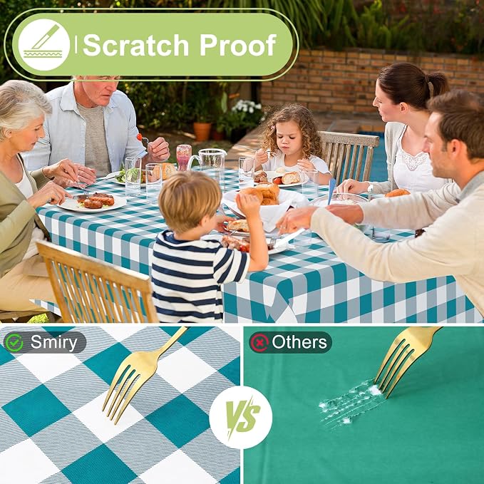 Smiry Rectangle Table Cloth, Waterproof Vinyl Tablecloths - Image 5