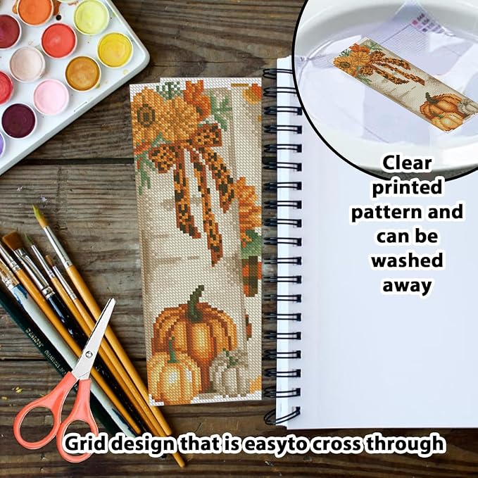 YERUOUIU 6 PCS Fall Cross Stitch Bookmark Kit - Image 5