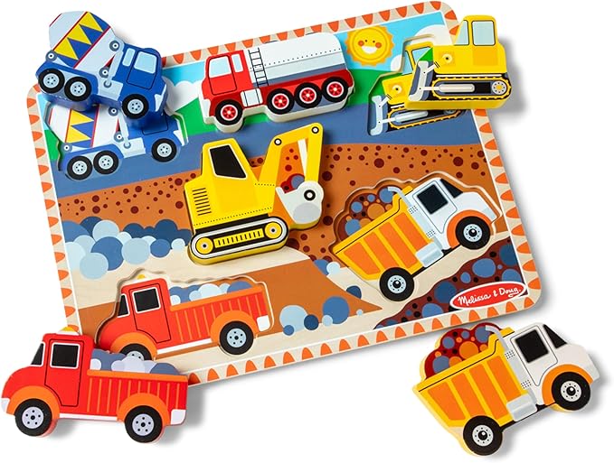 Melissa & Doug Construction Vehicles Wooden Chunky Puzzle - Image 4