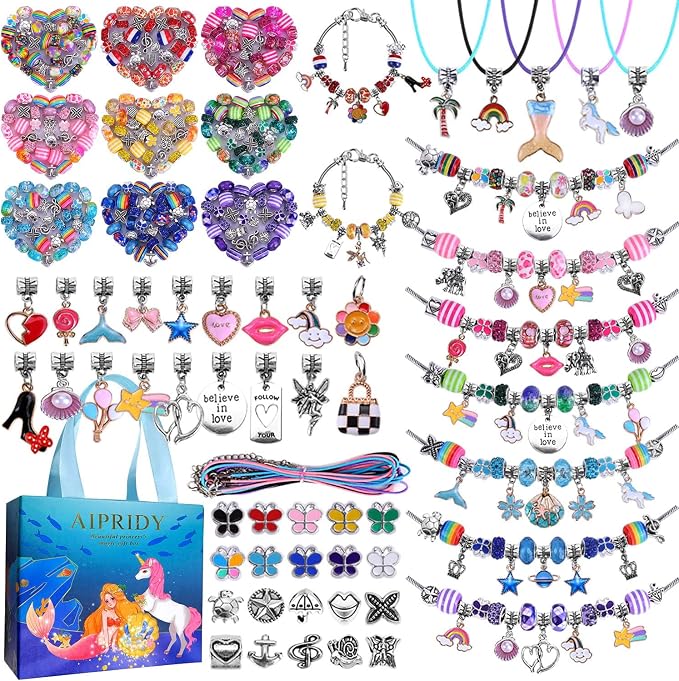 AIPRIDY 150 Pieces Charm Bracelet Making Kit, Unicorn Mermaid Crafts Gifts Set by AIPRIDY