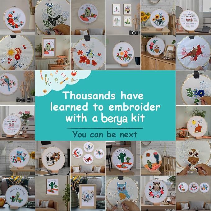 BERYA Flowers Embroidery Kit Including Video Step by Step Instructions - Image 8