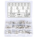 120 Pcs Assorted Heavy Duty Wire Lugs Battery Cable Tinned Copper Eyelets Tubular SC Ring Terminals Connectors with Spy Hole Assortment Kit
