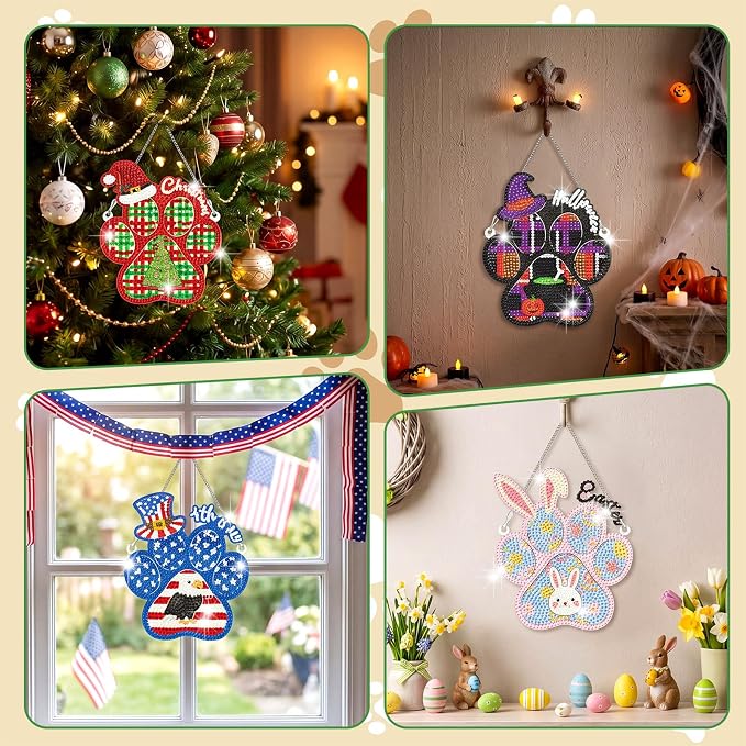 Cinnvoice 12 Pcs Summer Seasonal Diamond Art Hanging Ornament Kit - Image 5