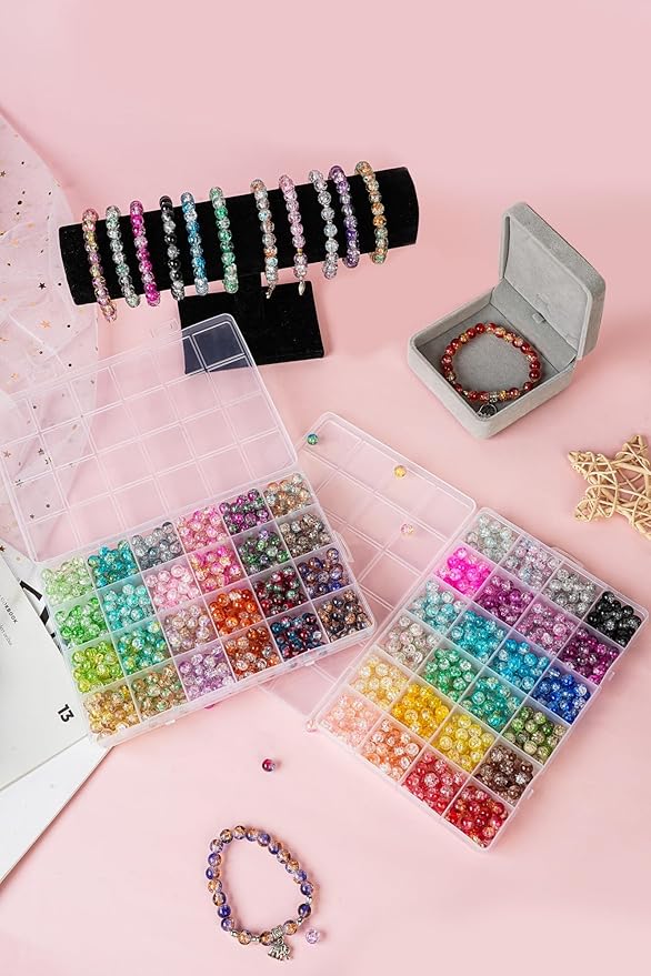 REVKI 1300PCS 8mm Mixed Crackle Glass Beads - Image 4