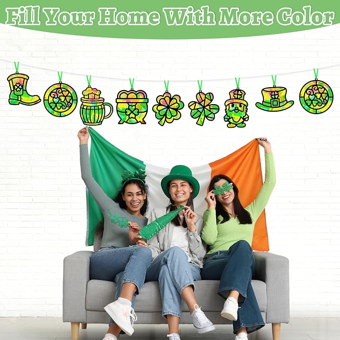 32 Sets St. Patrick's Day Suncatchers Craft Kit - Image 4
