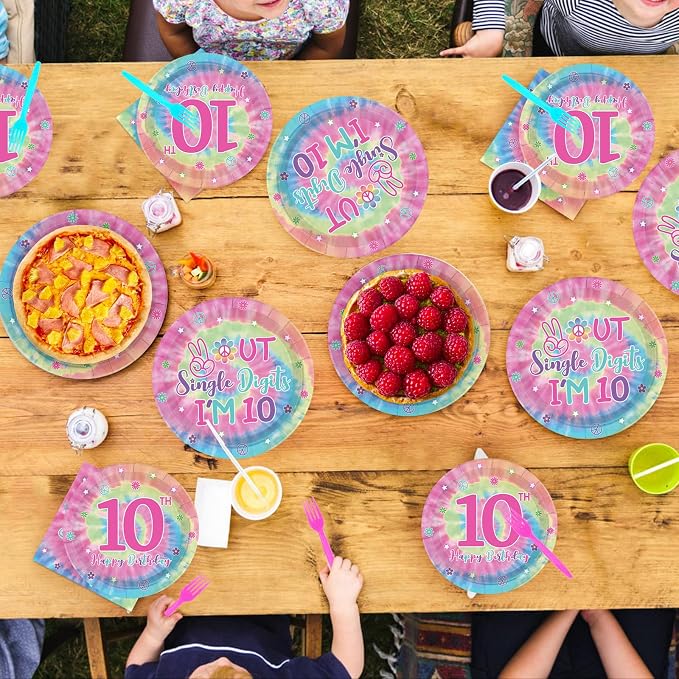 96Pcs Tie Dye 10th Birthday Party Decorations - Image 8