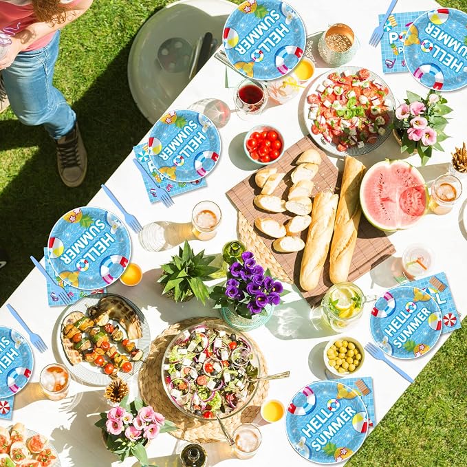 96 Pieces Pool Party Tableware Set - Image 6