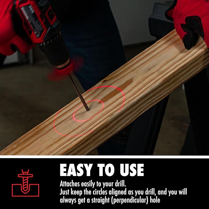 BullseyeBore Core CR1-100 Drill Guide for Straight Holes - Magnetic Drill Attachment with Efficient Red Laser for Visual Worksurface Alignment - Compatible with Common bits from 2” to 5”