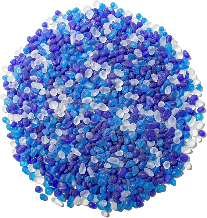 Keedolla 0.9 Lb Frosted Blue Mixed Gemstone Vase Fillers Beads Fish Tank Rocks by Keedolla