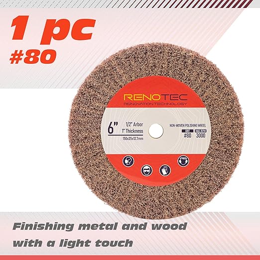 6 Inch Flap Wheel, Non-Woven Polishing Wheel (Grit80)