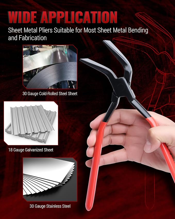 Hand Seamers Sheet Metal Tools, 3 Pieces Sheet Metal Bender for Bending and Flattening Sheet Metal, Straight Jaw, 45°, and 90° Metal Bending Tool with Tool Box Storage Case