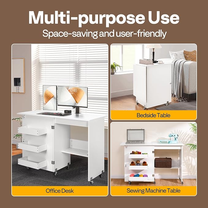 VIVOHOME Folding Sewing Table for Sewing Machine, Sewing Desk - Image 3