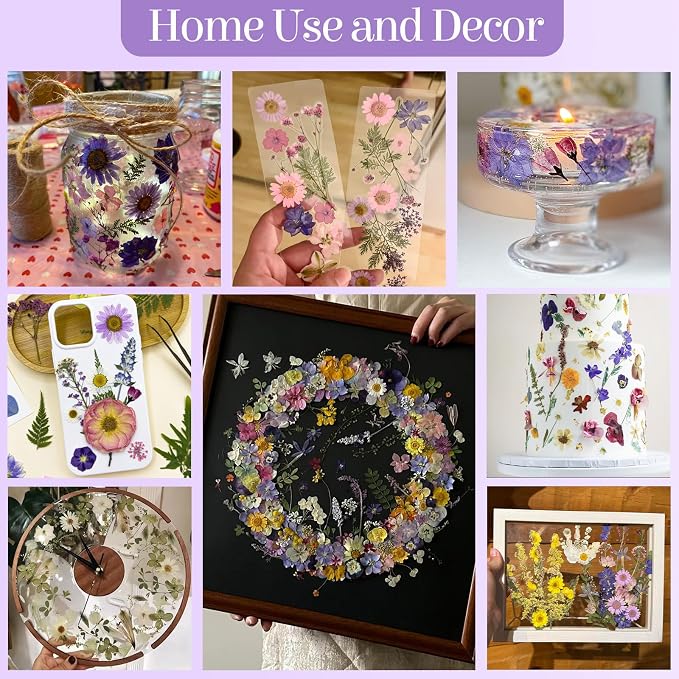 85Pcs Pressed Flowers for Crafts, DIY Art, Candle & Soap Making w/ Tweezer - Image 5