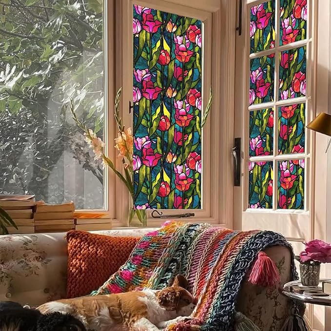 funlife Original Hand-Drawn Faux Stained Glass Window Film, Double-Sided Static - Image 9