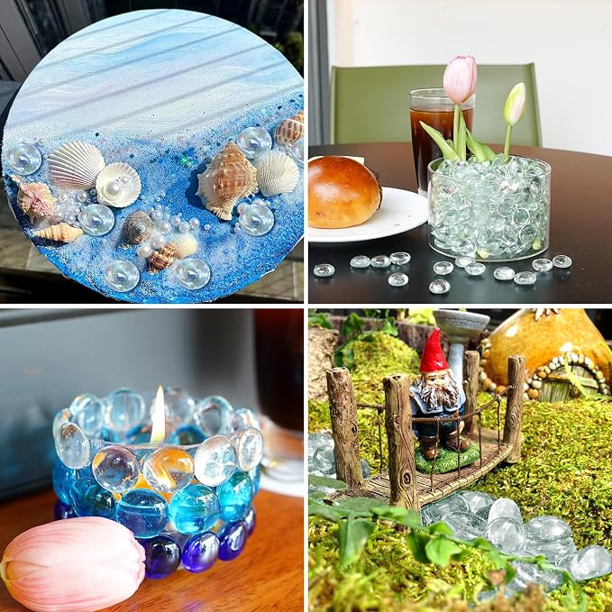5LB Clear Flat Glass Marbles for Vases, Gemstone Beads Vase Filler Decorative - Image 4