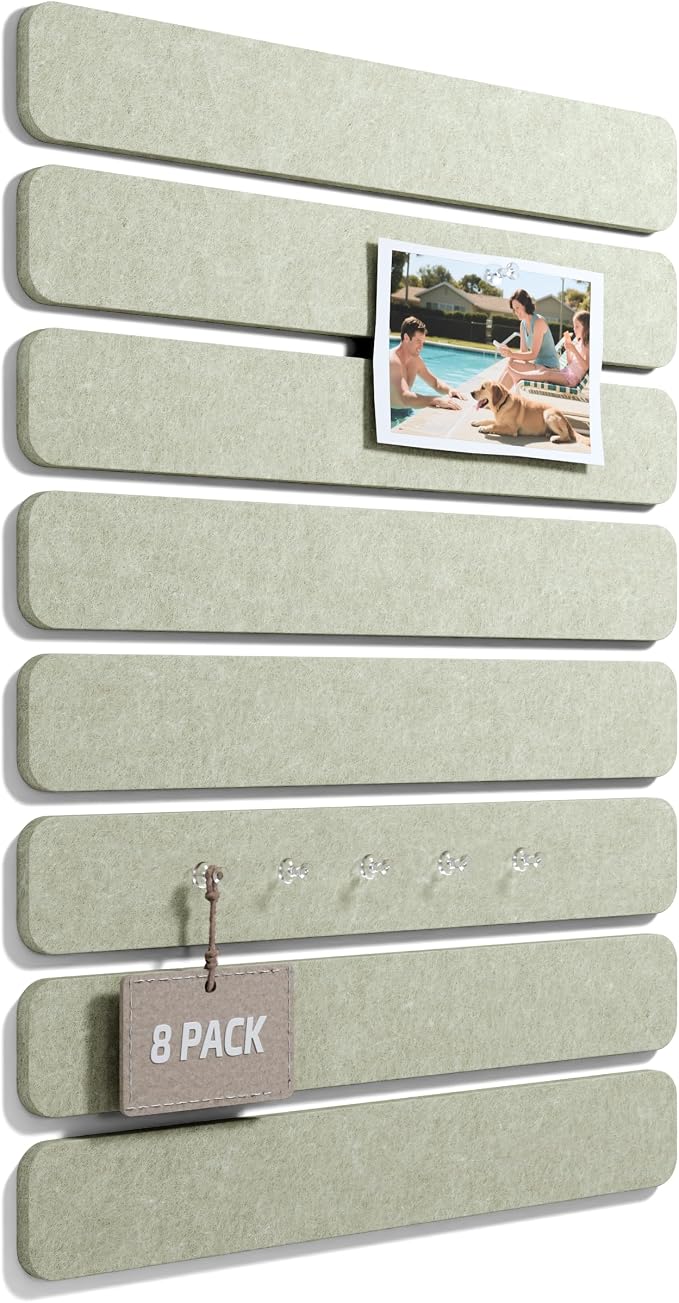 Fluxynara Cork Board Alternative Felt Strip Board 8-Pack 13"x2", Office Pin by FLUXYNARA