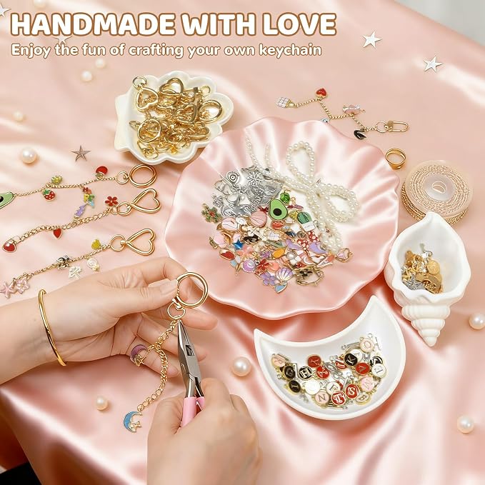 348Pcs Charms Lip Gloss Keychain Making Kit, DIY Craft - Image 4