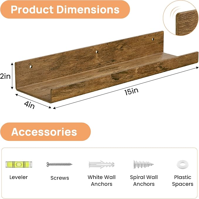 upsimples 4 Pcs 15" Acrylic Shelves - Image 3