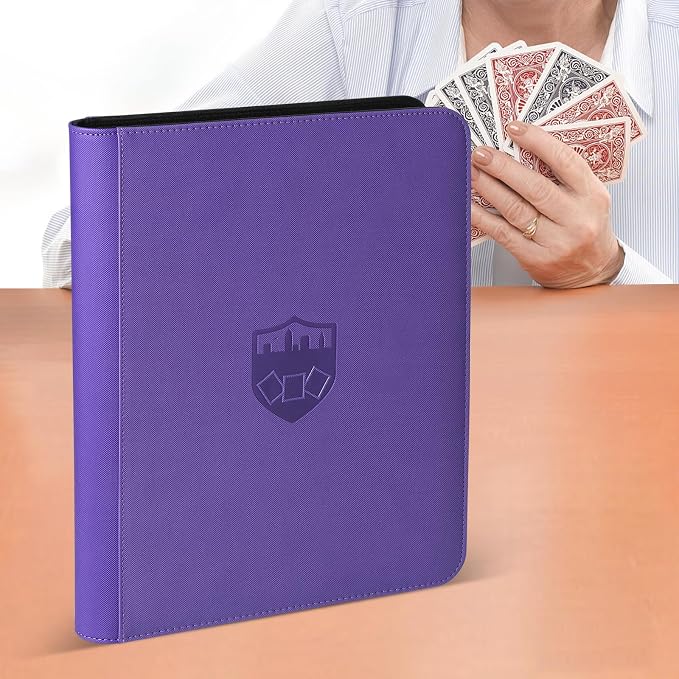 360 Cards Ringless 9-Pocket Side Loading Trading Card Binder, PU Zipper Fixed - Image 7