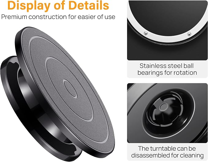 Kootek 11 Inch Rotate Turntable Sculpting Wheel Revolving Cake Turntable Black - Image 3