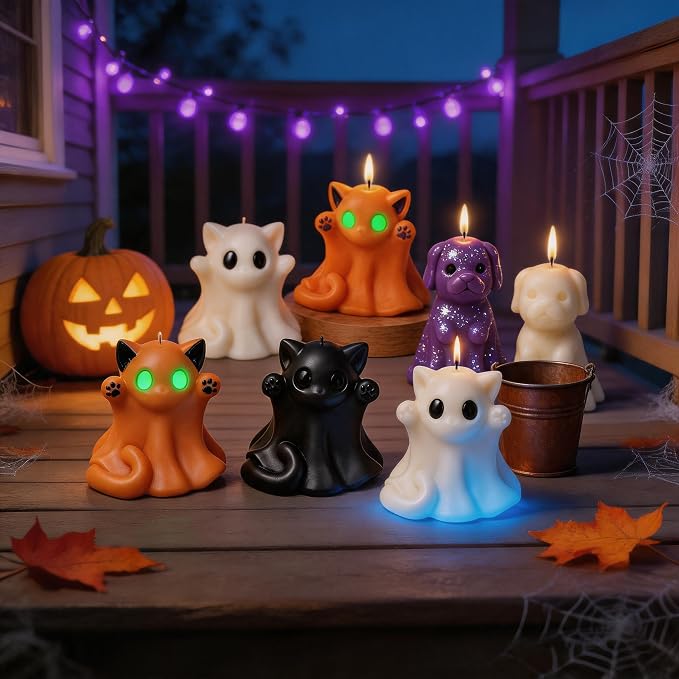 2 Pack Ghost Cat & Dog Candle Mold, 3D Silicone Resin Casting Mold Set | - Image 8