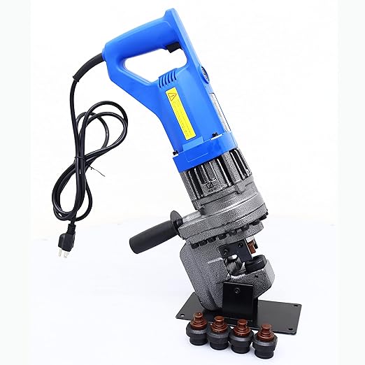 110V Electric Hydraulic Hole Punch Machine with 5 Dies (1/4" to 4/5") for Metal Plates, Angle Iron, Copper, Aluminum & Steel