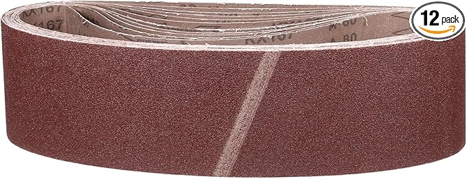 4 x 36 Inch Sanding Belt, 12 Pcs 80 Grit Knife Sharpener Belts Work Sharpening for Belt Sander Knife Carving Tool Metal Working