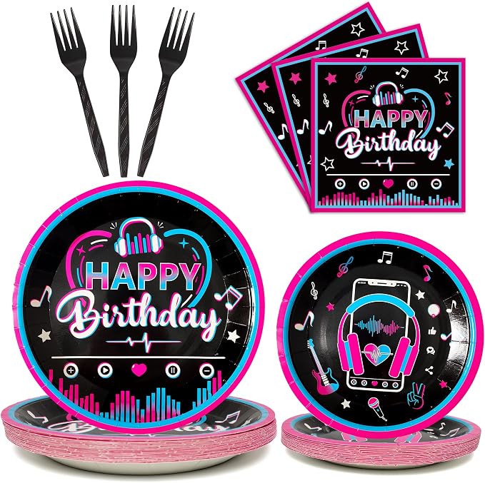 96 Pcs Music Party Supplies Tableware Set by partygreeting