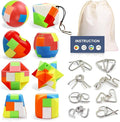 16 Pack Brain Teasers Puzzles for Kids & Adults, Brain Teasers Metal IQ Toys by Yowlieu