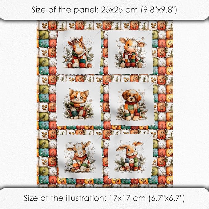 Cozy Animals Patchwork Quilting Fabric Panel – 6× Blocks + Bonus Patchwork - Image 6