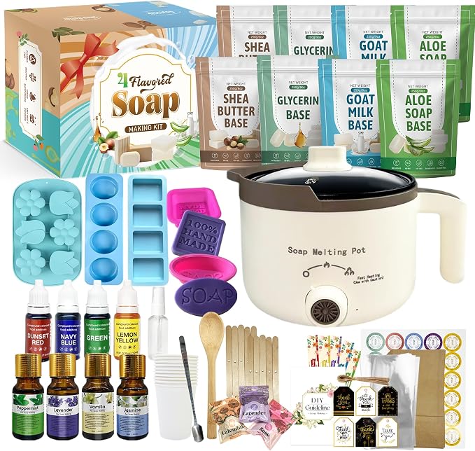 LFISGNN Soap Making Kit with 4 Flavored 4.4 lbs Soap Base, DIY Soap Making by Unknown