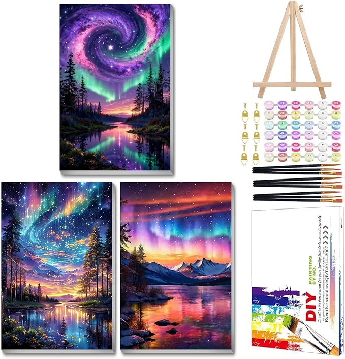 Mandun 3 Pack Paint by Numbers Kit by MANDUN