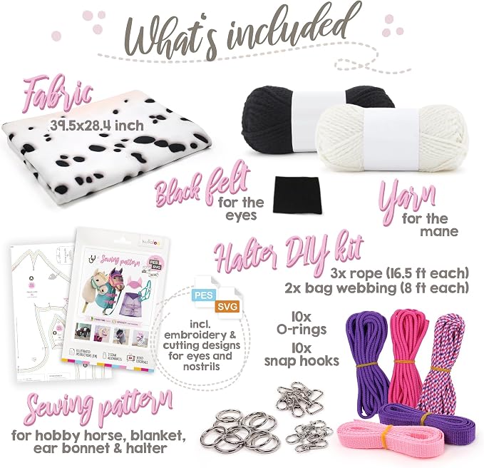 kullaloo DIY Hobby Horse Sewing Material Kit Make a Leopard-Spotted Stick Pony - Image 3