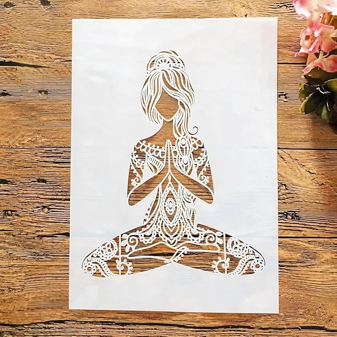 TIAMECH A4 Reusable Yoga Girl Stencil by TIAMECH