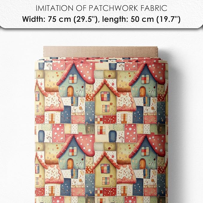 Patchwork Fairy Cottage Cotton Fabric Panel – 6 Designs + Bonus Sheet 29.5×19.6 - Image 7