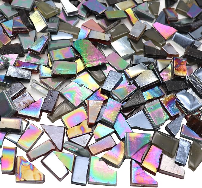 LITMIND 1.1LB Black Mixed Irregular Glass Scraps Mosaic Tiles by LITMIND
