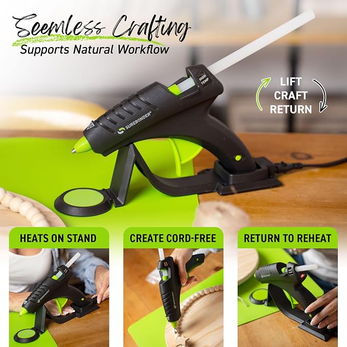 Surebonder Cordless Hot Glue Gun, High Temperature, Full Size, Leather & Other - Image 4