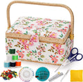 ZOOFOX Sewing Basket with Accessories, Wooden Sewing Kit Storage Box with by zoofox