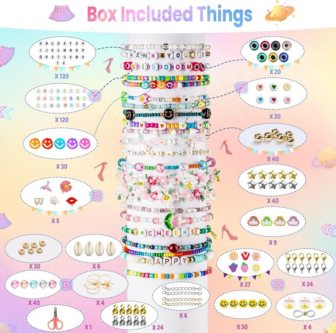 Goldwise Friendship Bracelet Kit, Clay Beads, 7 Styles Letter Beads, Variety of - Image 3