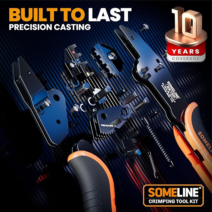 SOMELINE Wire Terminals Crimping Tool, with 39 Sizes Insulated Ratcheting Terminals Crimper Kit of AWG 22-10 Insulated Electrical Butt Bullet Spade Fork Ring Spade Splice Crimp Terminals