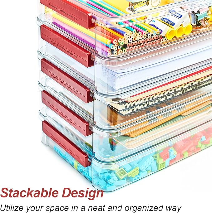 CATOOMUU 2-Pack 9x13 Clear Plastic Project Case Stackable Storage Box | 5.5Qt - Image 4