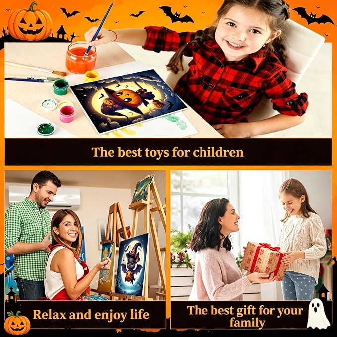 Arttoplus 4 Pack Halloween Paint by Numbers Kit - Image 7