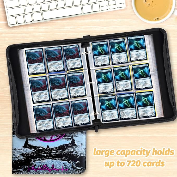 9 Pocket Card Binder, 720 Double Sided Pocket Trading Card Binder, Premium PU - Image 6