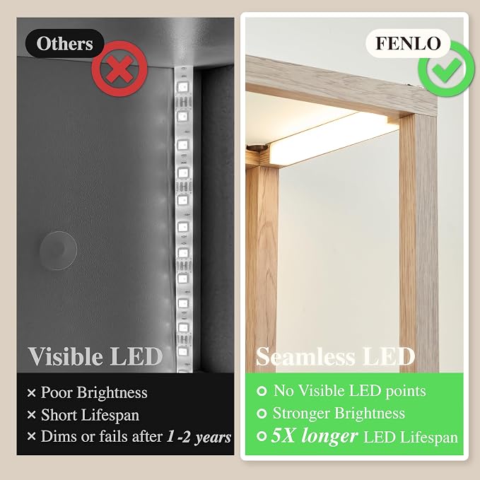 FENLO Fantasy Plus 66" Luxury Glass Display Shelf, Rustic Wood | Dimmable LED - Image 3