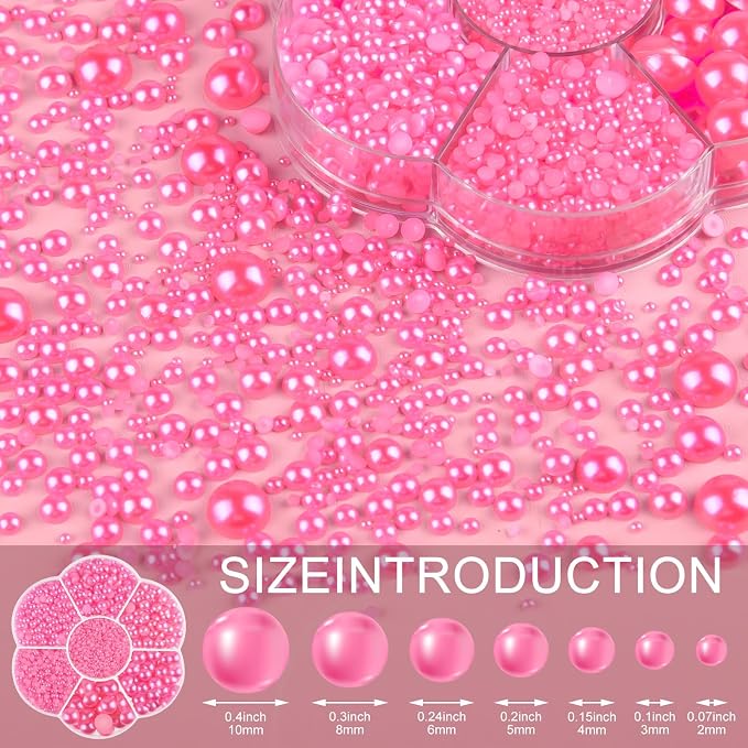 NACHLYNN 6480 Pcs Flat Back Pearl 7 Sizes Half Round Beads - Image 2