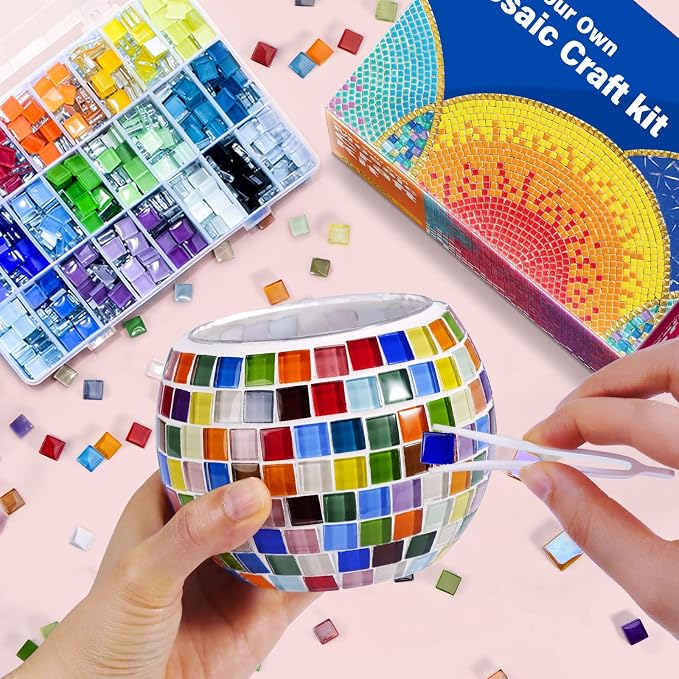 Glass Mosaic Candle Holder Kit by ONETOFOUR